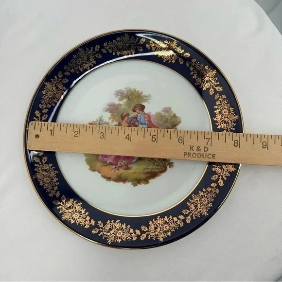 Limoges Castel Couple Bone China Plate 8” Handmade Hand Painted Gold Trim VTG - Picture 6 of 6